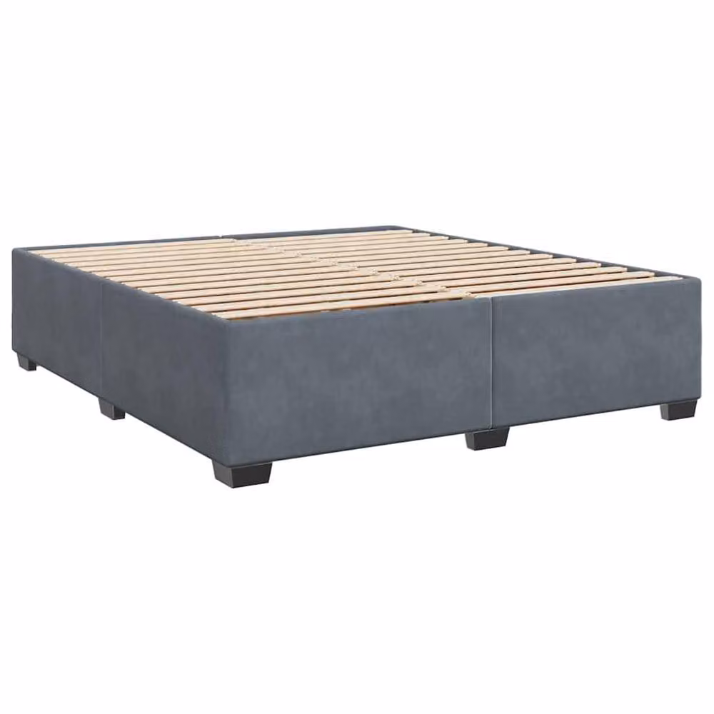 Berkfield Home Upholstered Velvet Bed Frame in Grey, Super King, W/D/H: 200 x 180 x 46 cm – 3