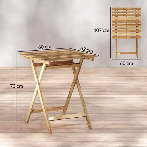 Outsunny Foldable Acacia Wood Outdoor Coffee Table in Brown, W/D/H: 60 x 60 x 73 cm – 3
