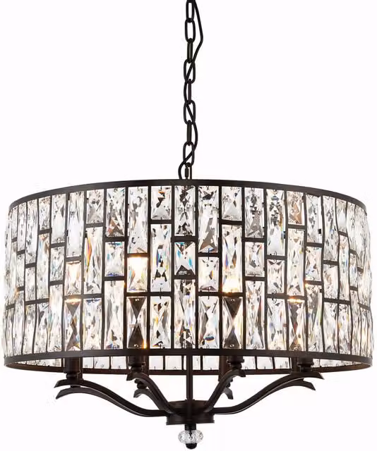 Endon Belle 8 Light Crystal Ceiling Pendant in Dark Bronze with Transparent Accents, E14