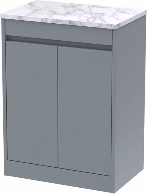 Balterley Modern 2 Door Freestanding Bathroom Vanity Unit with Worktop, Coastal Grey, W/D/H: 60 x 39.5 x 83.5 cm