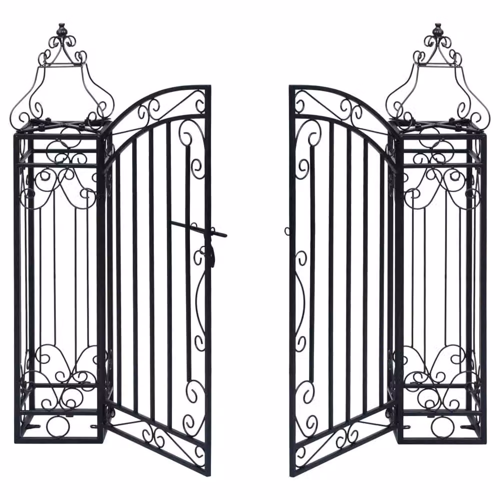 Berkfield Home Ornamental Wrought Iron Swing Garden Gate, Black, W/D/H: 122 x 20.5 x 100 cm – 2