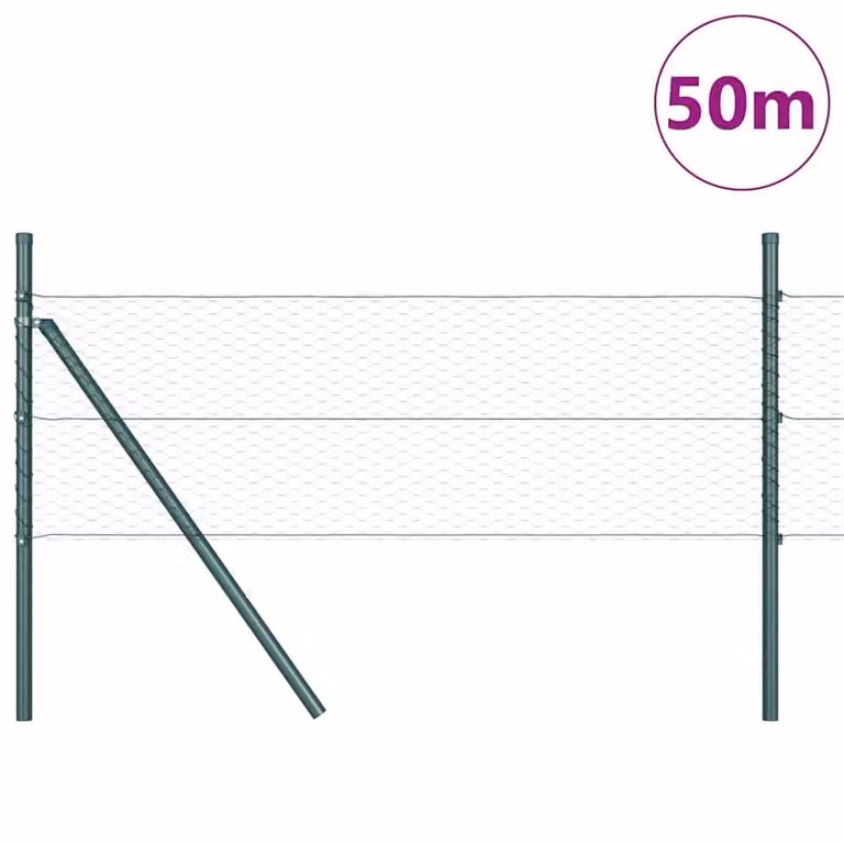 Berkfield Home Green PVC Coated Steel Hexagon Fence 0.8 x 50 m
