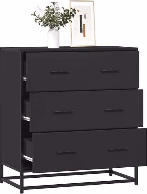 Berkfield Home Industrial Sideboard in Black, MDF and Metal, W/D/H: 68 x 35 x 76 cm – 1