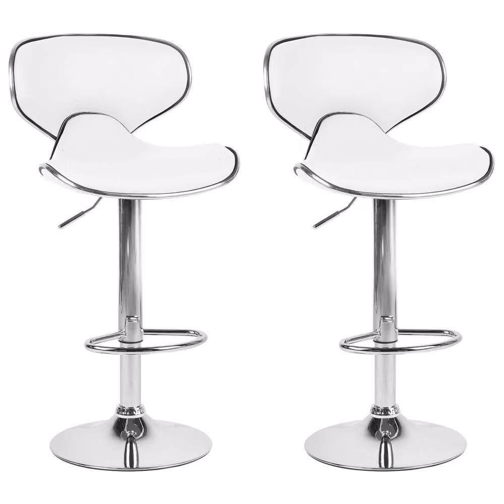 Wyld and Coco Set of 2 White Faux Leather Swivel Gas-Lift Bar Chairs – 2