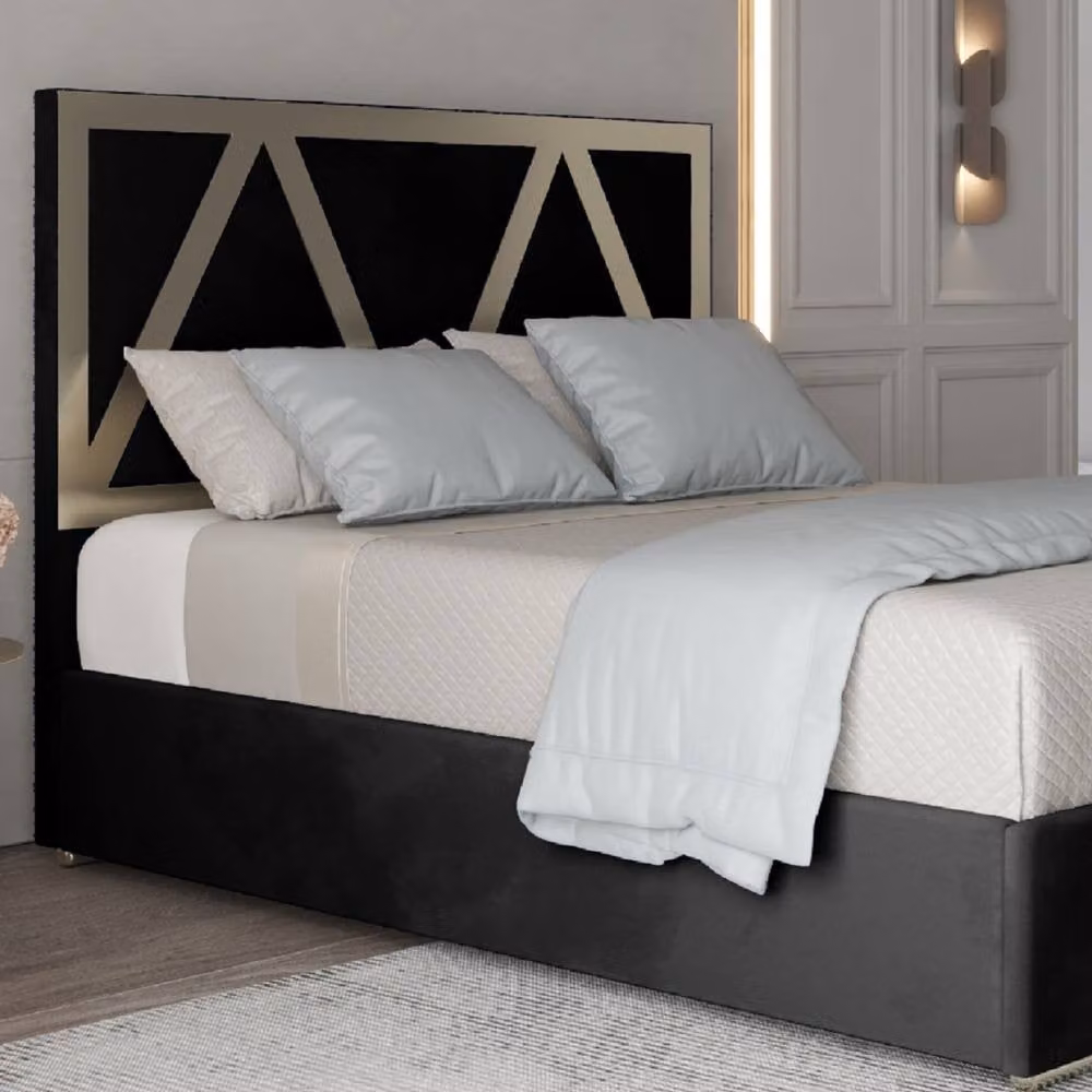 Casani Claverdon Modern Upholstered Velvet Bed Frame with Metal Accents, W/D/H: 140 x 200 x 127 cm – 3