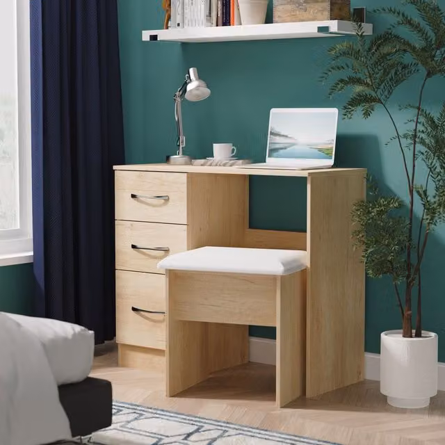 Ready Assembled 2 U Hampshire 3 Drawer Vanity in Light Brown – 1