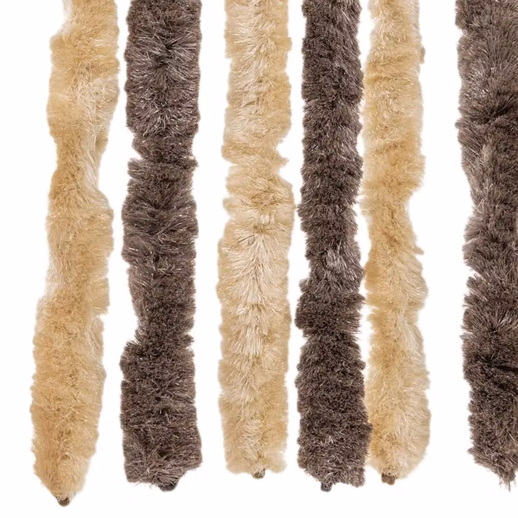 Berkfield Home Chenille Fly Curtain in Dark Brown and Beige, W: 90 cm, H: 220 cm – 5