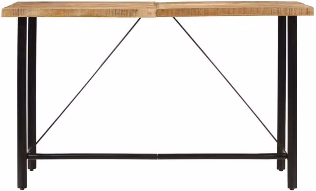 Berkfield Industrial Mango Wood and Iron Home Bar Table, Brown, W/D/H: 180 x 70 x 107 cm