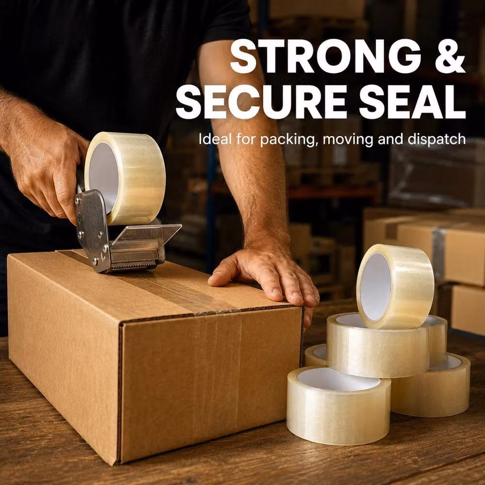 SPETLEK 12 Pack Heavy Duty Clear Packing Tape, Width: 48 mm, Length: 66 m – 4