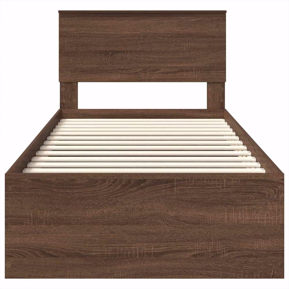 Berkfield Home Modern Bed Frame with Headboard in Brown Oak, Engineered Wood, W: 75 cm, L: 190 cm – 4