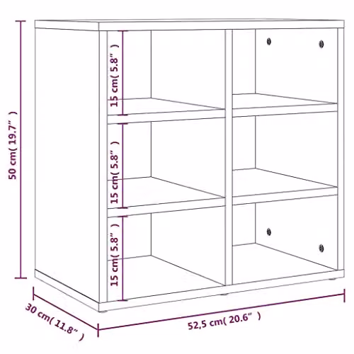 vidaXL Modern Wall Mounted Shoe Cabinet in Grey, W/D/H: 52.5 x 30 x 50 cm – 3