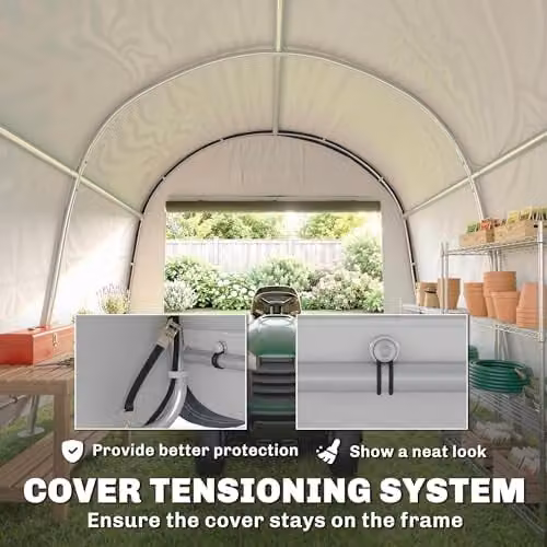 Outsunny Heavy Duty Garden Storage Tent with Double Doors, Grey, W/D/H: 300 x 300 x 235 cm – 6