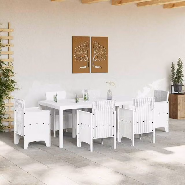 Berkfield Home White Poly Rattan Extendable Garden Table, W: 200 cm, D: 100 cm, H: 73 cm