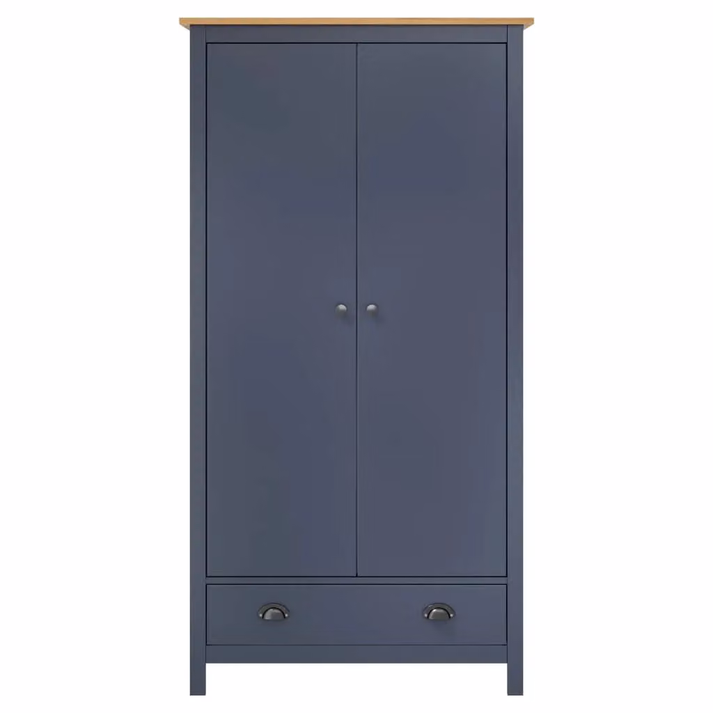 Berkfield Home 2-Door Wardrobe in Hill Grey, Solid Pine Wood, W/D/H: 89 x 50 x 170 cm – 2