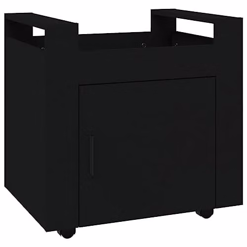 vidaXL Black Desk Trolley in Engineered Wood with Castors, W/D/H: 60 x 45 x 60 cm – 1