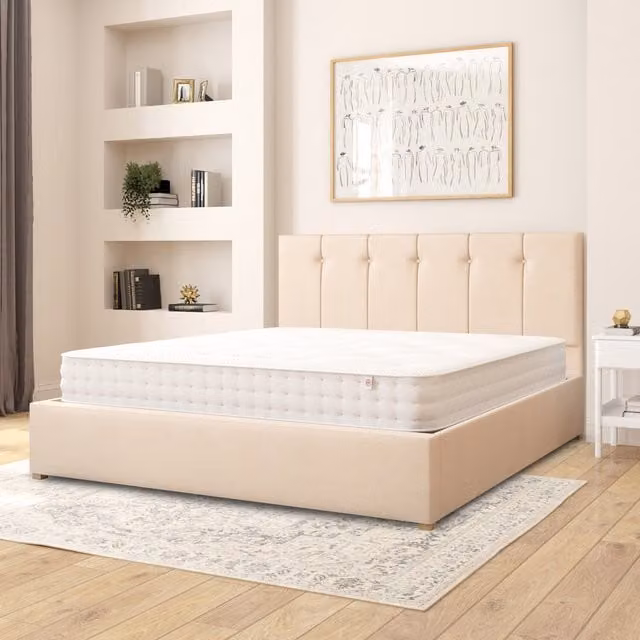 Aspire Hepburn Superking Ottoman Storage Bed in Beige Kimiyo Linen Fabric