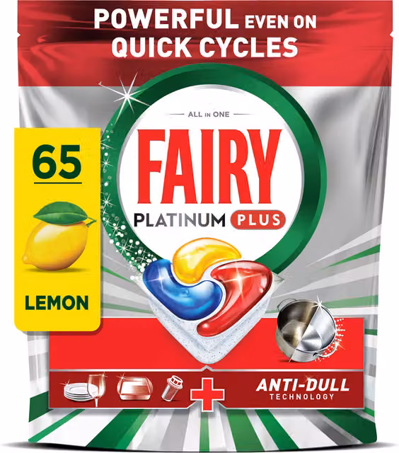 Fairy Platinum Plus Anti Dull Dishwasher Tablets, 65 Count – 1