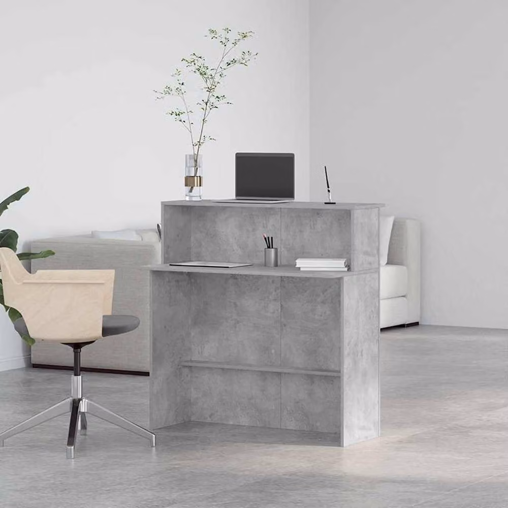 Berkfield Home Industrial Reception Desk in Concrete Grey, W/D/H: 100 x 50 x 103.5 cm – 2