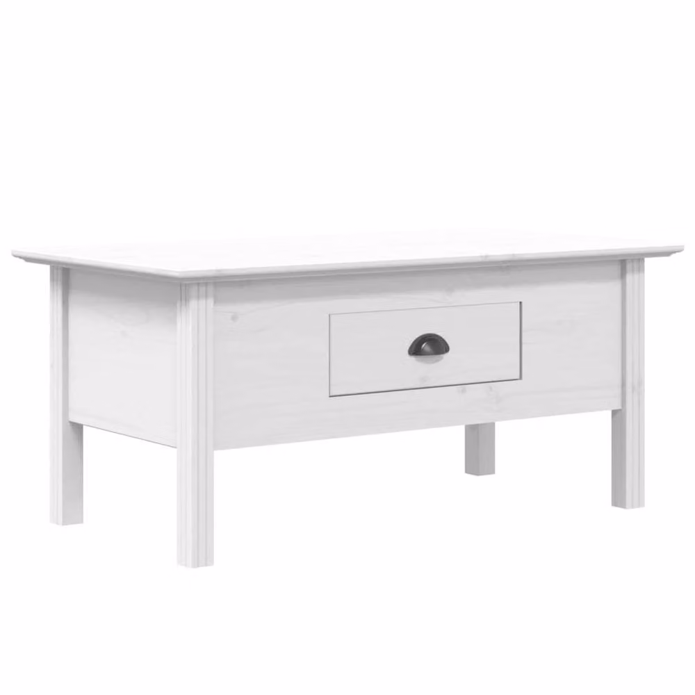 Berkfield Home BODO White Coffee Table in Solid Pine Wood, W/D/H: 100 x 55 x 45 cm – 2
