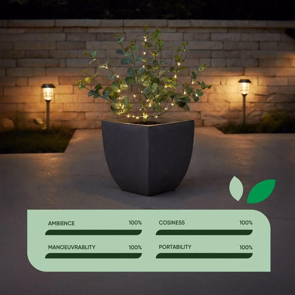 Gardenwize Solar Eucalyptus Tree Stake Light with Warm White LED in Green – 3