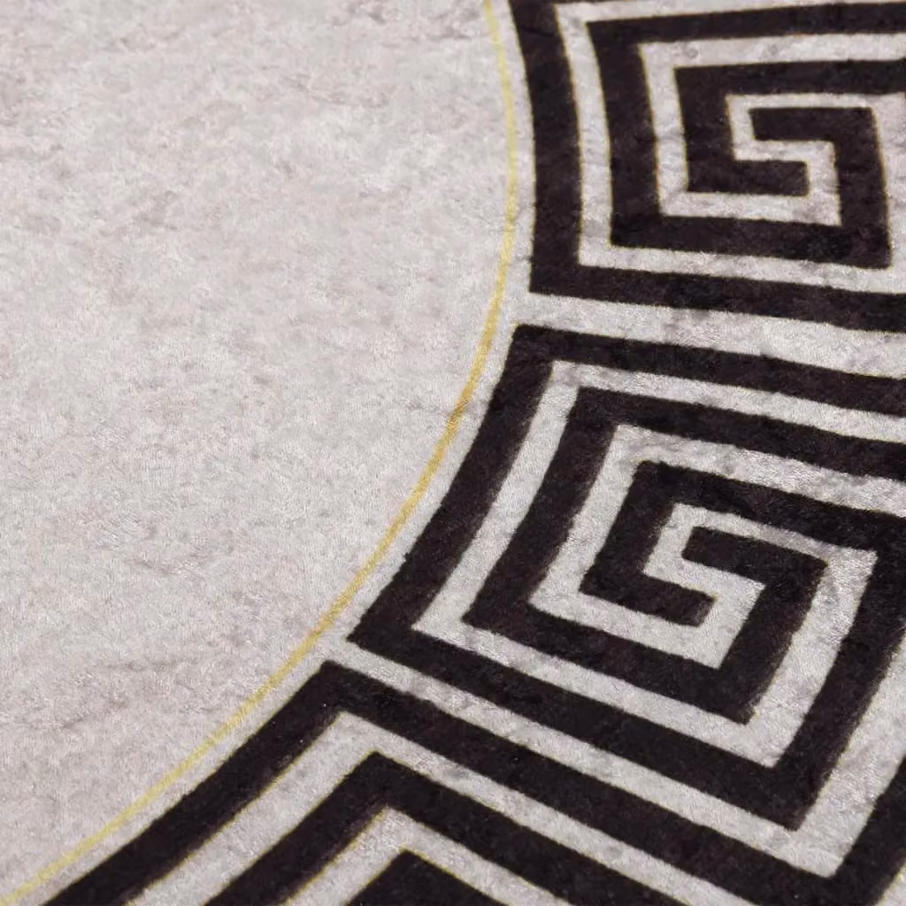 Berkfield Home Washable Round Geometric Anti Slip Rug in Light Beige, Diameter: 100 cm – 2