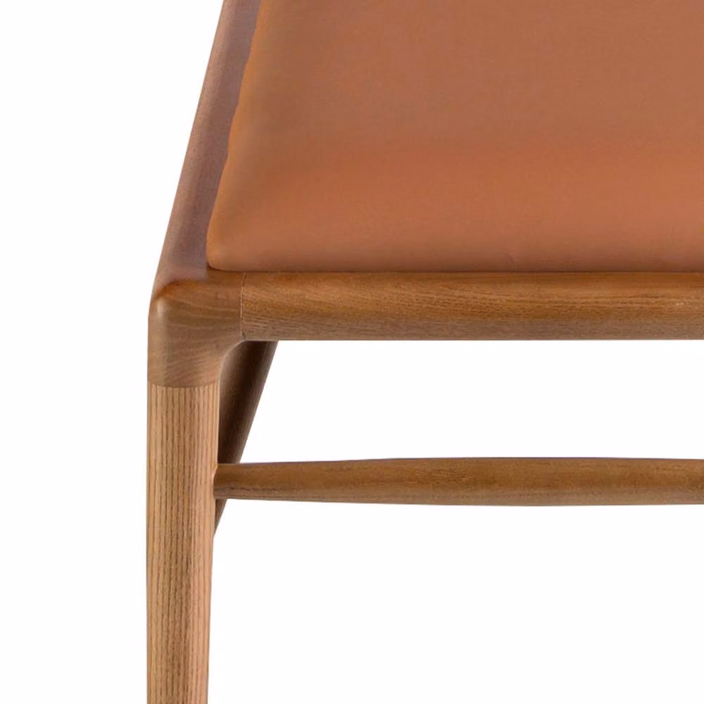 Angel Cerda Brown Leatherette Stool with Wood Legs W/D/H: 40 x 40 x 43 cm – 3