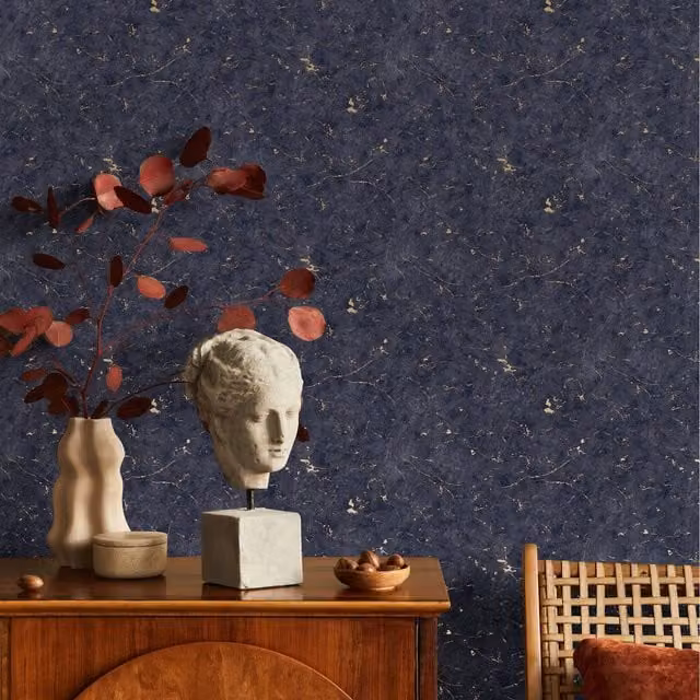 Superfresco Easy Gilded Plaster Abstract Modern Matt Wallpaper - Navy Blue