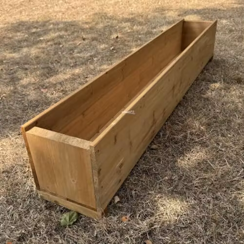 Selections Large Rectangle Wooden Garden Trough Planter, Brown, W: 150 cm – 2