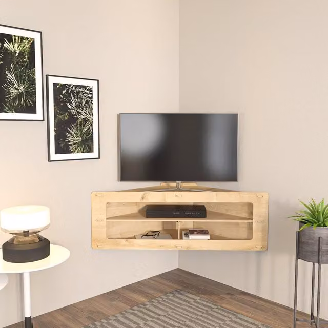 Decorotika Sala Minimalist Wood TV Stand in Brown – 1