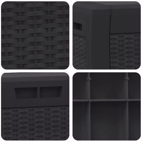vidaXL Modern Anthracite Garden Storage Box in Plastic, W/D/H: 119 x 48 x 60 cm – 4