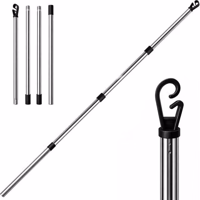 FLAVORA Silver Stainless Steel Single Pole Washing Line Laundry Support – 1