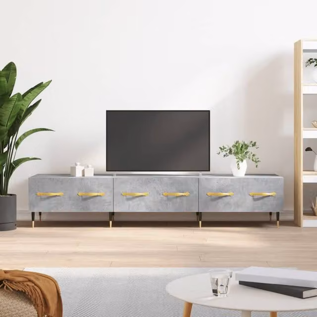 Berkfield Home Modern TV Cabinet in Concrete Grey, W/D/H: 150 x 36 x 30 cm – 1