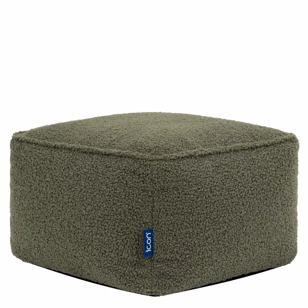 ICON Amara Boucle Square Footstool Bean Bag in Green – 3