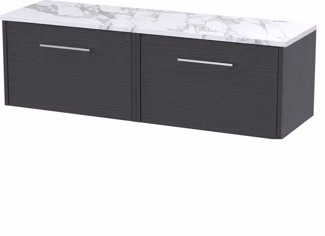 Balterley Winshill 1 Drawer Vanity Unit with Worktop, Dark Grey Woodgrain, Width: 60 cm