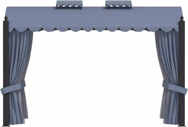 Berkfield Home Gazebo with Curtains in Anthracite Grey, W: 4 m, D: 3 m – 1