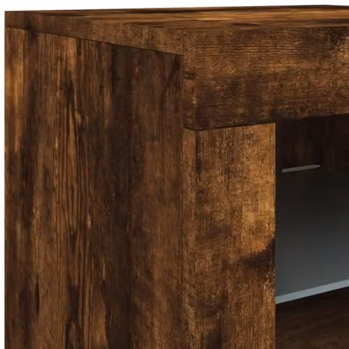 vidaXL Modern Sideboard with Integrated LED Lights in Smoked Oak, W/D/H: 60.5 x 37 x 67 cm – 5