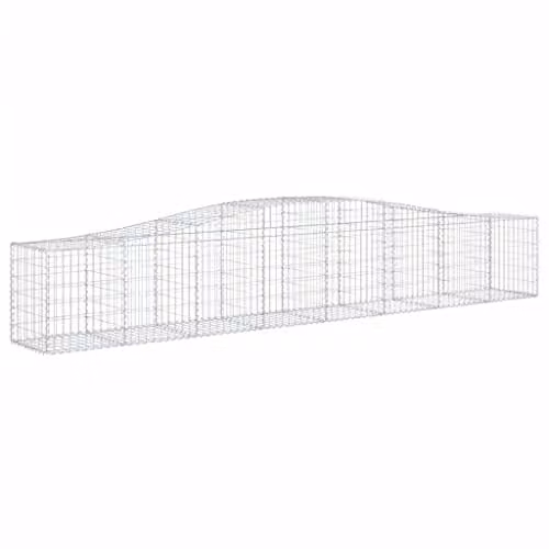 vidaXL Set of 4 Arched Gabion Baskets in Silver Galvanised Steel, W: 400 cm, D: 50 cm, H: 60-80 cm