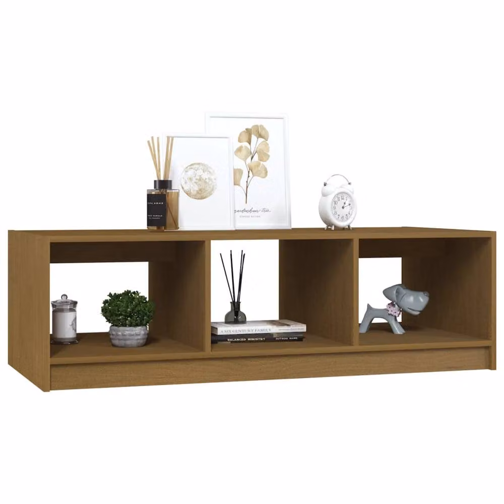 Berkfield Home Honey Brown Solid Pinewood Coffee Table W: 110 cm, D: 50 cm, H: 34 cm – 2