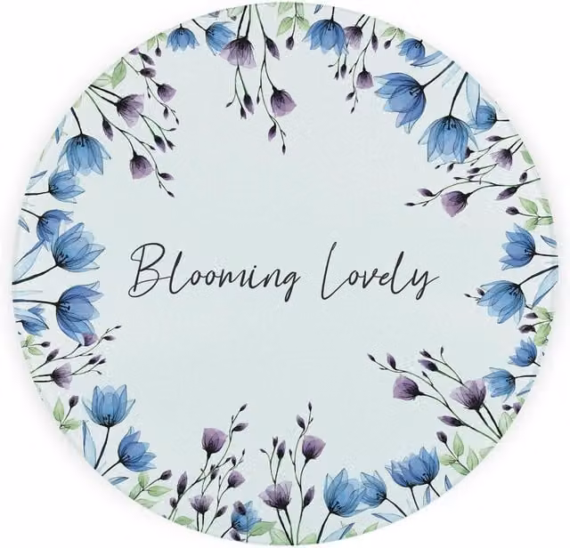 Purely Home Blooming Lovely Round Textured Glass Worktop Protector and Chopping Board in Blue, Purple and Green