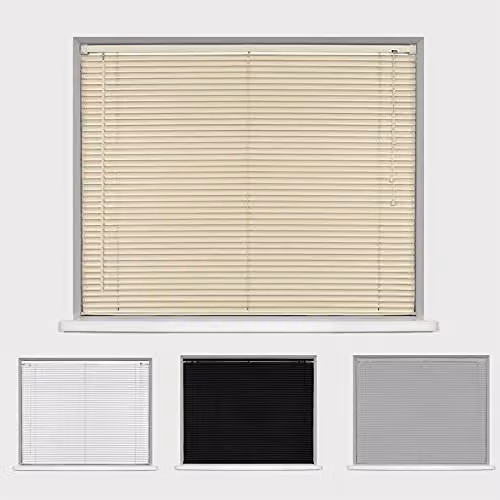 Caecus PVC Venetian Blinds in Beige, Width: 135 cm, Drop: 210 cm