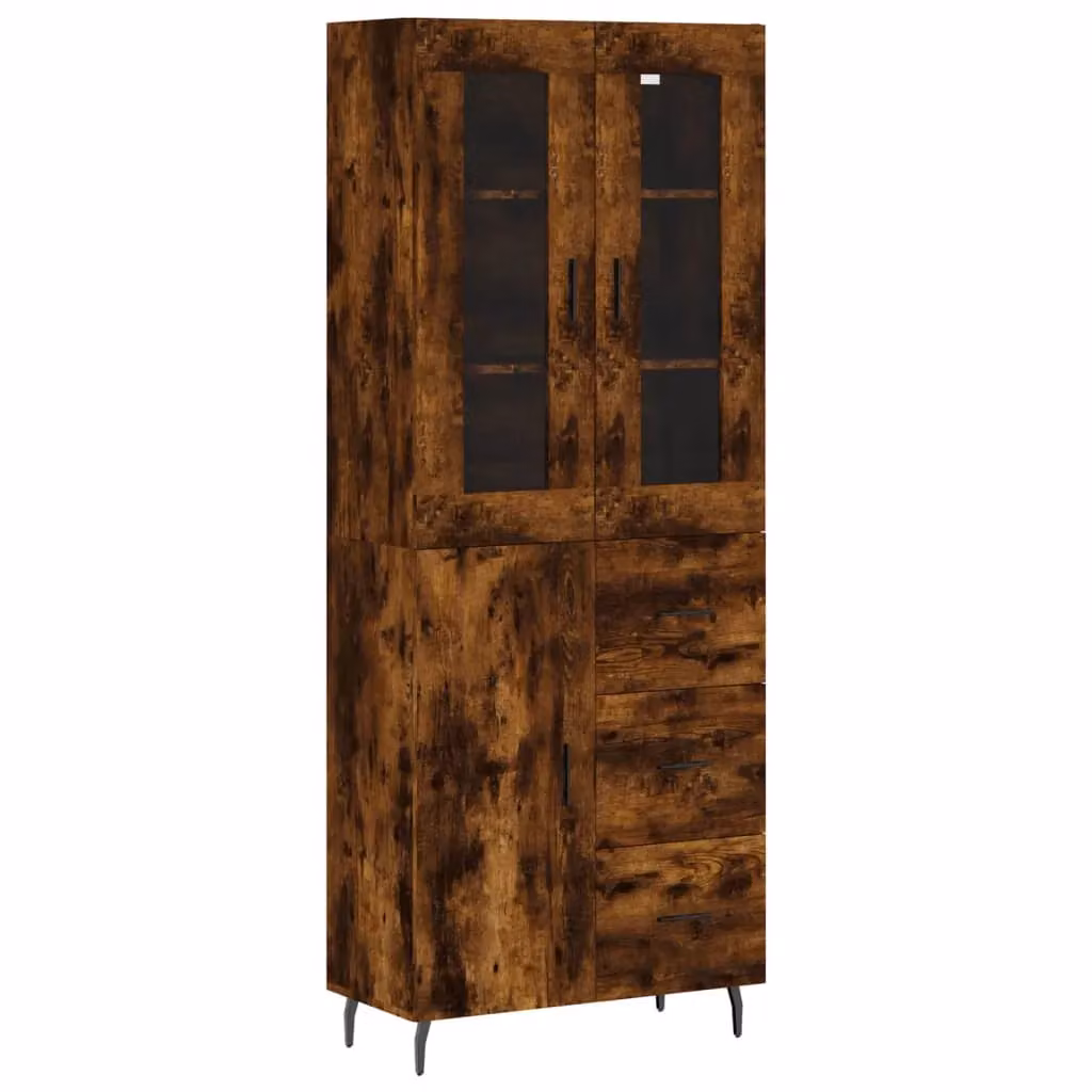 Berkfield Home Smoked Oak Highboard in Brown, W/D/H: 69.5 x 34 x 180 cm – 2