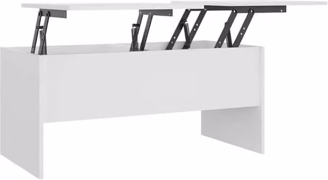 Berkfield Home Modern White Rectangular Coffee Table with Lift Mechanism, W/D/H: 102 x 50.5 x 46.5 cm