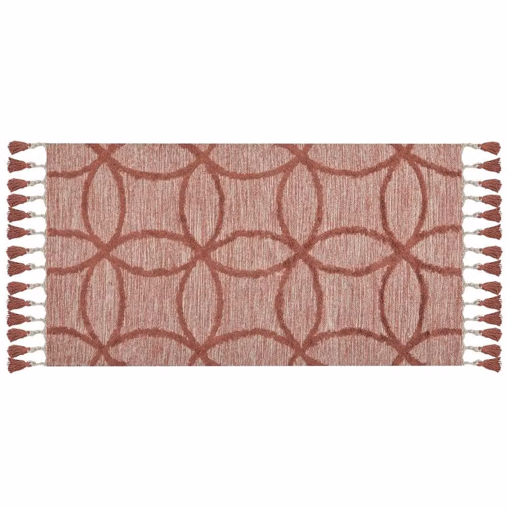 Wyld and Coco Hand-Tufted Red Geometric Boho Cotton Area Rug, W: 80 cm, L: 150 cm – 3