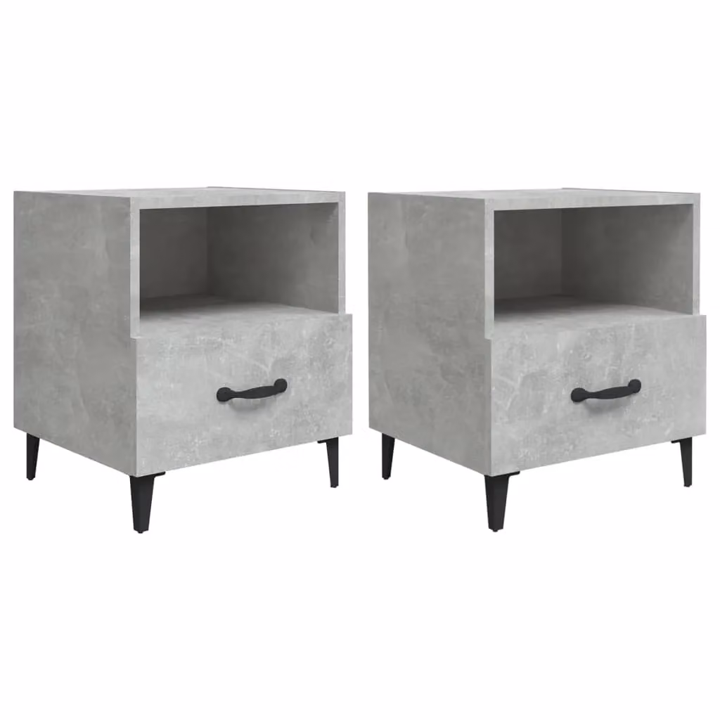 Berkfield Home Set of 2 Bedside Cabinets in Concrete Grey Engineered Wood – 2