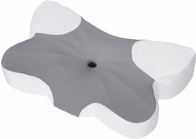 LAVIO Ergonomic Cervical Butterfly Memory Foam Pillow with Removable Silk Cover in Grey and White