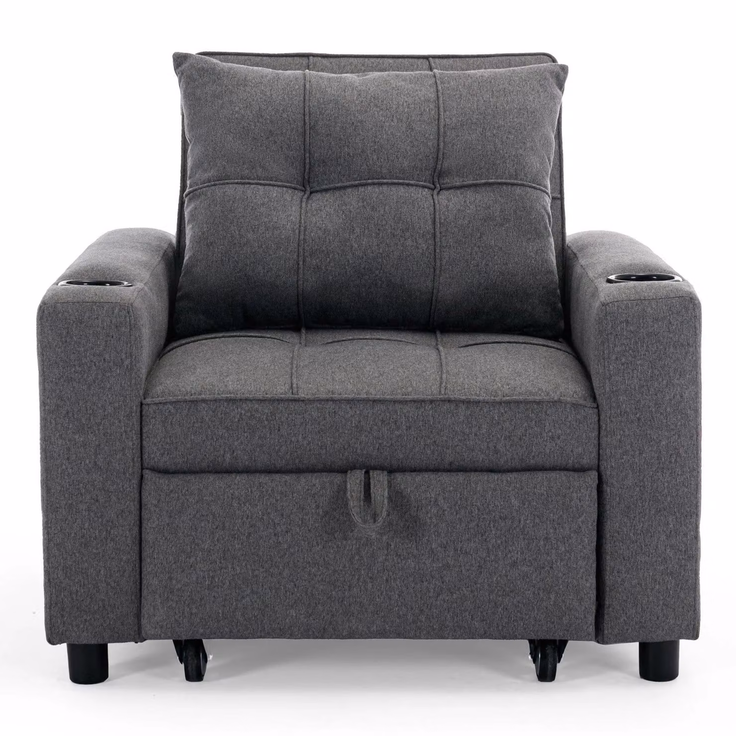 More4Homes Hudson 1-Seater Sofa Bed in Grey Linen Fabric – 2