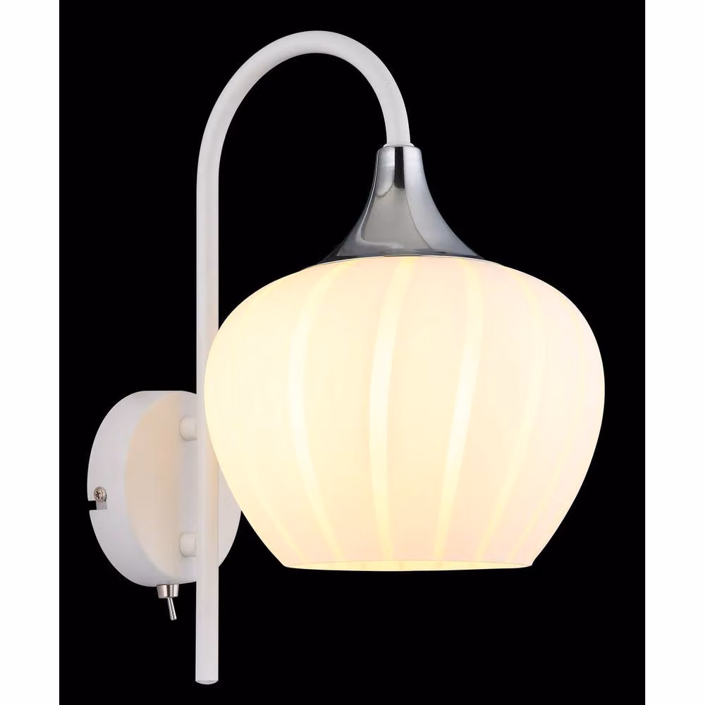 Netlighting Maxy Dome Wall Lamp in White and Chrome with Opal Glass Shade, E27, W/D/H: 32 x 18 x 25 cm – 6