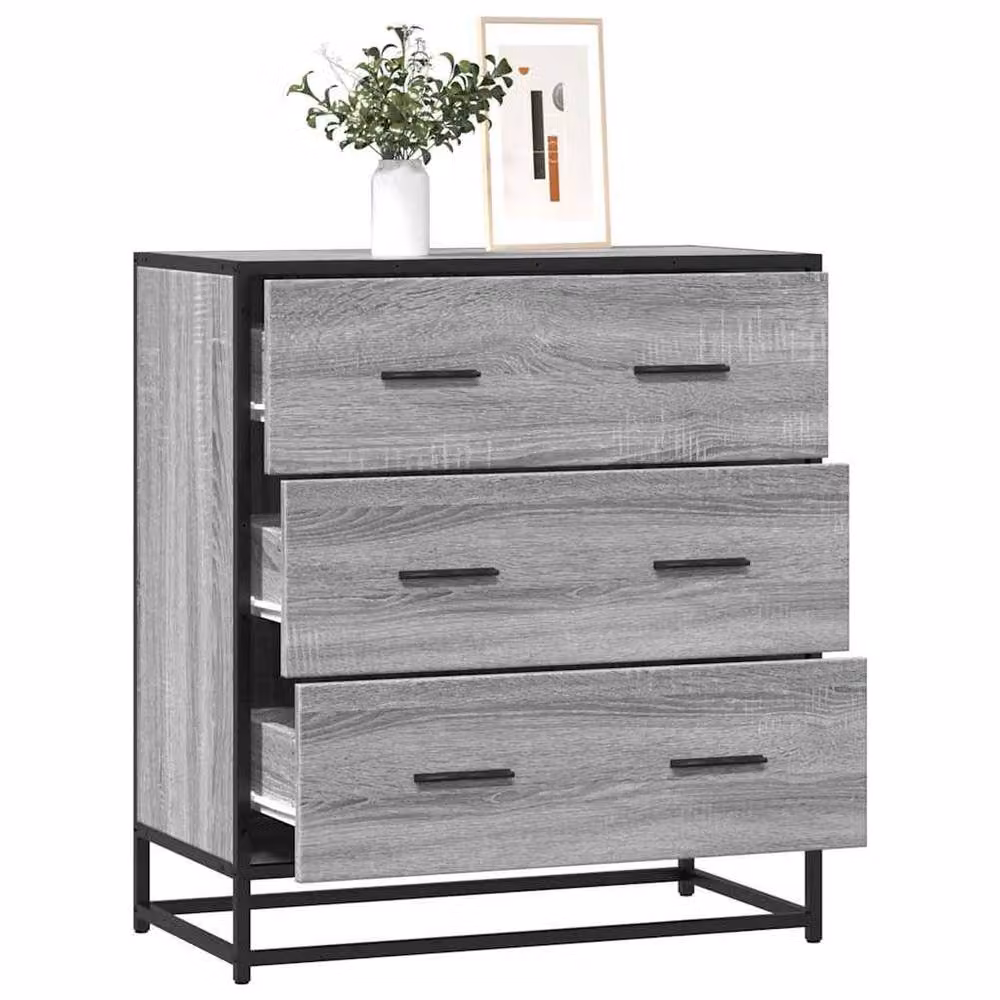 Berkfield Home Grey Sonoma Sideboard in Engineered Wood and Metal, W/D/H: 68 x 35 x 76 cm – 2