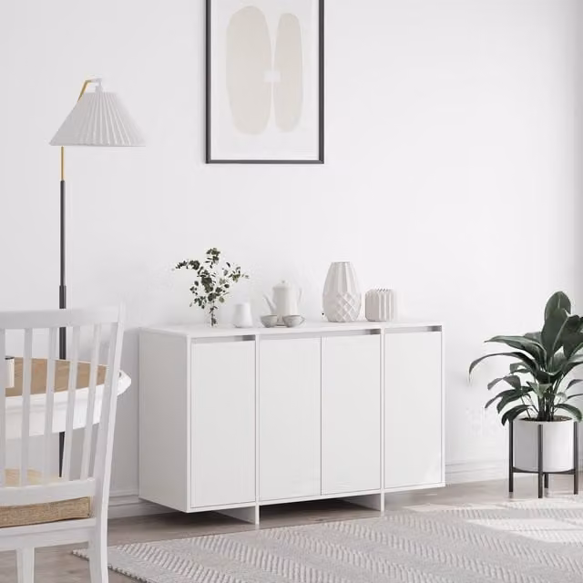 Berkfield Home White Modern Sideboard in Matt Engineered Wood W/D/H: 120 x 41 x 75 cm
