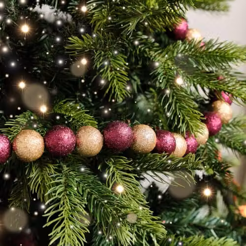 Melody Maison Dark Pink and Gold Glitter Bauble Ball Christmas Garland, 180cm – 3